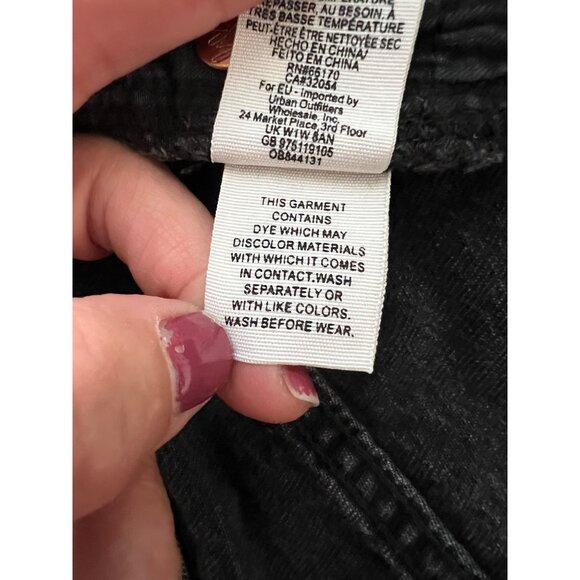 We The Free High-Waisted Black Denim Mini Skirt With Frayed Hem & Front Zipper C - Picture 7 of 9